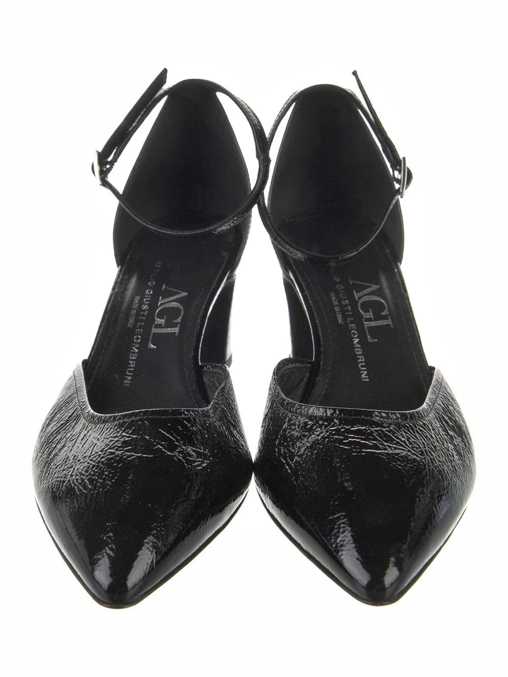 AGL Black Pointed-Toe Ankle Strap Heels - Picture 2 of 6